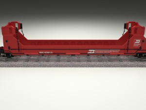 red train well car Modello 3D