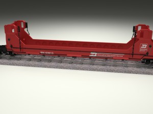 red train well car Modello 3D