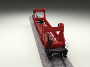 red train well car Modello 3D