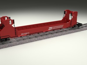 red train well car Modello 3D