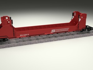 red train well car Modello 3D