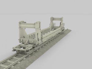 red train well car Modello 3D