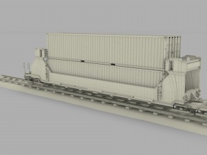brown train well car w containers 3D 模型