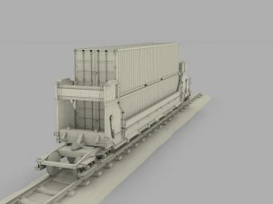 brown train well car w containers 3D Model