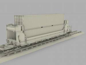 brown train well car w containers 3D 模型
