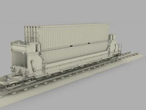 brown train well car w containers 3D Model