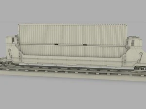 brown train well car w containers 3D Model
