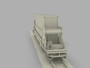 brown train well car w containers 3D Model