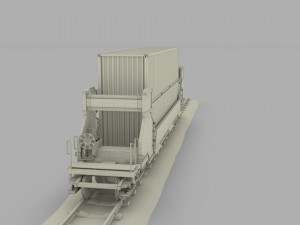brown train well car w containers 3D 模型