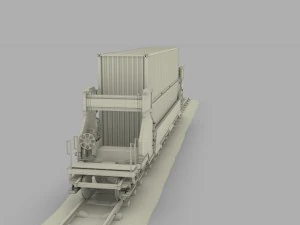 brown train well car w containers 3D Model