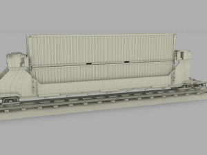 brown train well car w containers 3D 模型