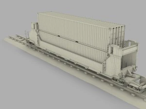 brown train well car w containers 3D Model