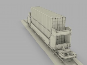 brown train well car w containers 3D 模型