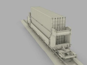 brown train well car w containers 3D Model