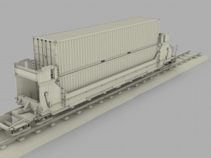 brown train well car w containers 3D 模型