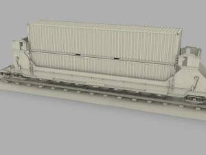 brown train well car w containers 3D Model