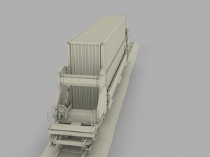 brown train well car w containers 3D 模型