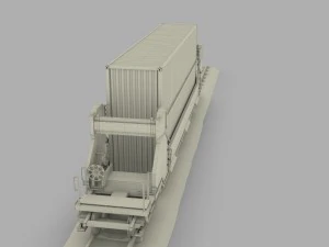 brown train well car w containers 3D Model