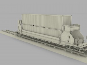yellow train well car w containers 3D Model