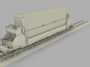 yellow train well car w containers 3D Model