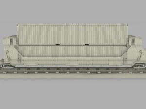 green train well car w containers 3D Model
