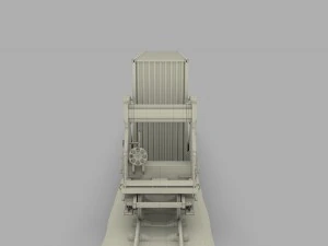 green train well car w containers 3D Model