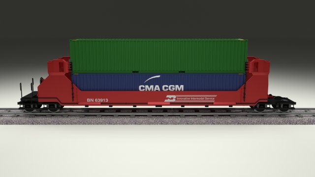 red train well car w containers 3D 모델 .c4d .max .obj .3ds .fbx .stl .blend 