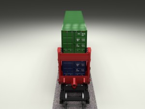 red train well car w containers 3D 모델