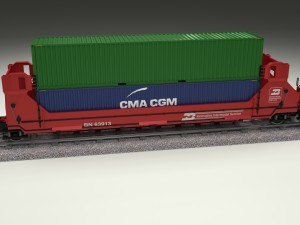 red train well car w containers 3D 모델