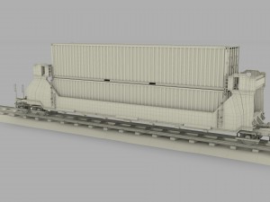 red train well car w containers 3D 모델