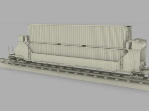 red train well car w containers 3D Model