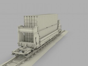 red train well car w containers 3D 모델
