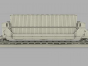 red train well car w containers 3D 모델
