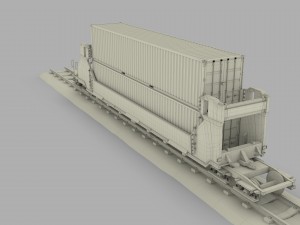 red train well car w containers 3D 모델