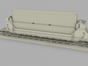 red train well car w containers 3D 모델