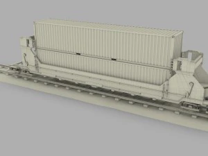 red train well car w containers 3D Model