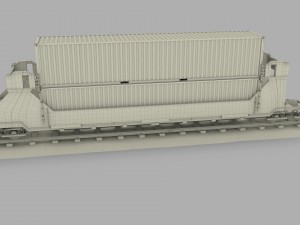 red train well car w containers 3D 모델