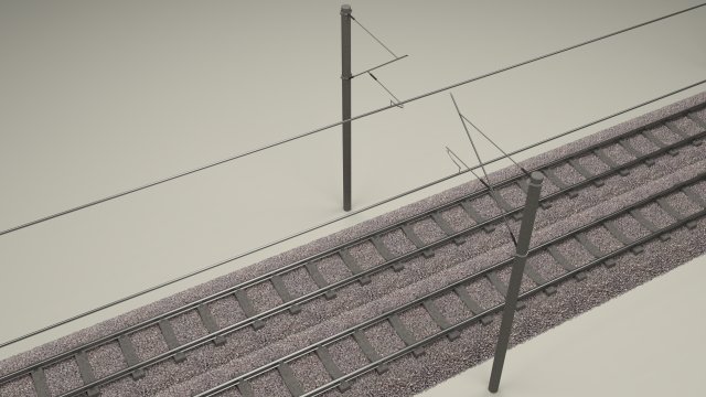 train track double electrified 3D Модель .c4d .max .obj .3ds .fbx .stl .blend 