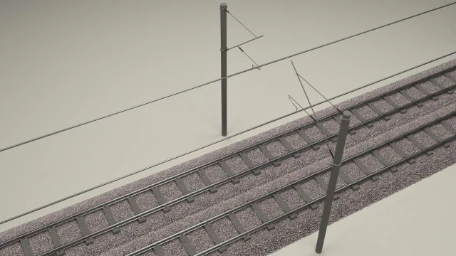 trilho de trem duplo eletrificado Modelo 3D .c4d .max .obj .3ds .fbx .stl .blend