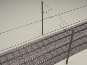train track double electrified 3D Model