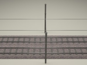 train track double electrified 3D Модель