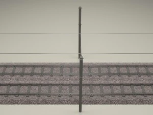 trilho de trem duplo eletrificado Modelo 3D