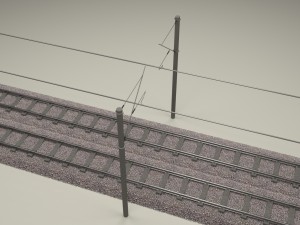 train track double electrified 3D Модель