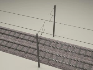 trilho de trem duplo eletrificado Modelo 3D
