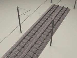 trilho de trem duplo eletrificado Modelo 3D