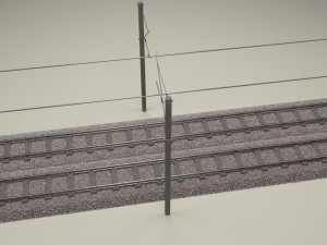 train track double electrified 3D Модель