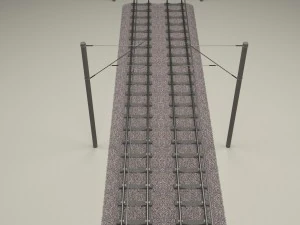 trilho de trem duplo eletrificado Modelo 3D