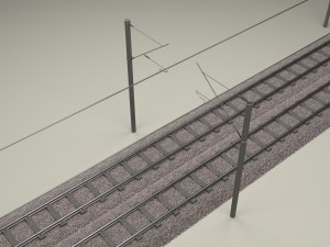 train track double electrified 3D Модель