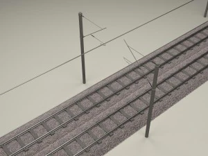 trilho de trem duplo eletrificado Modelo 3D