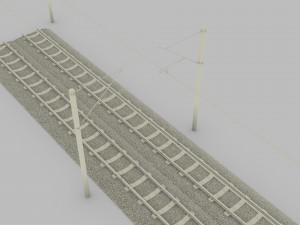 train track double electrified 3D Модель